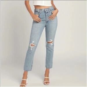 AGOLDE Riley Button Fly High Rise Straight Fit Distressed Jeans Women's size 29